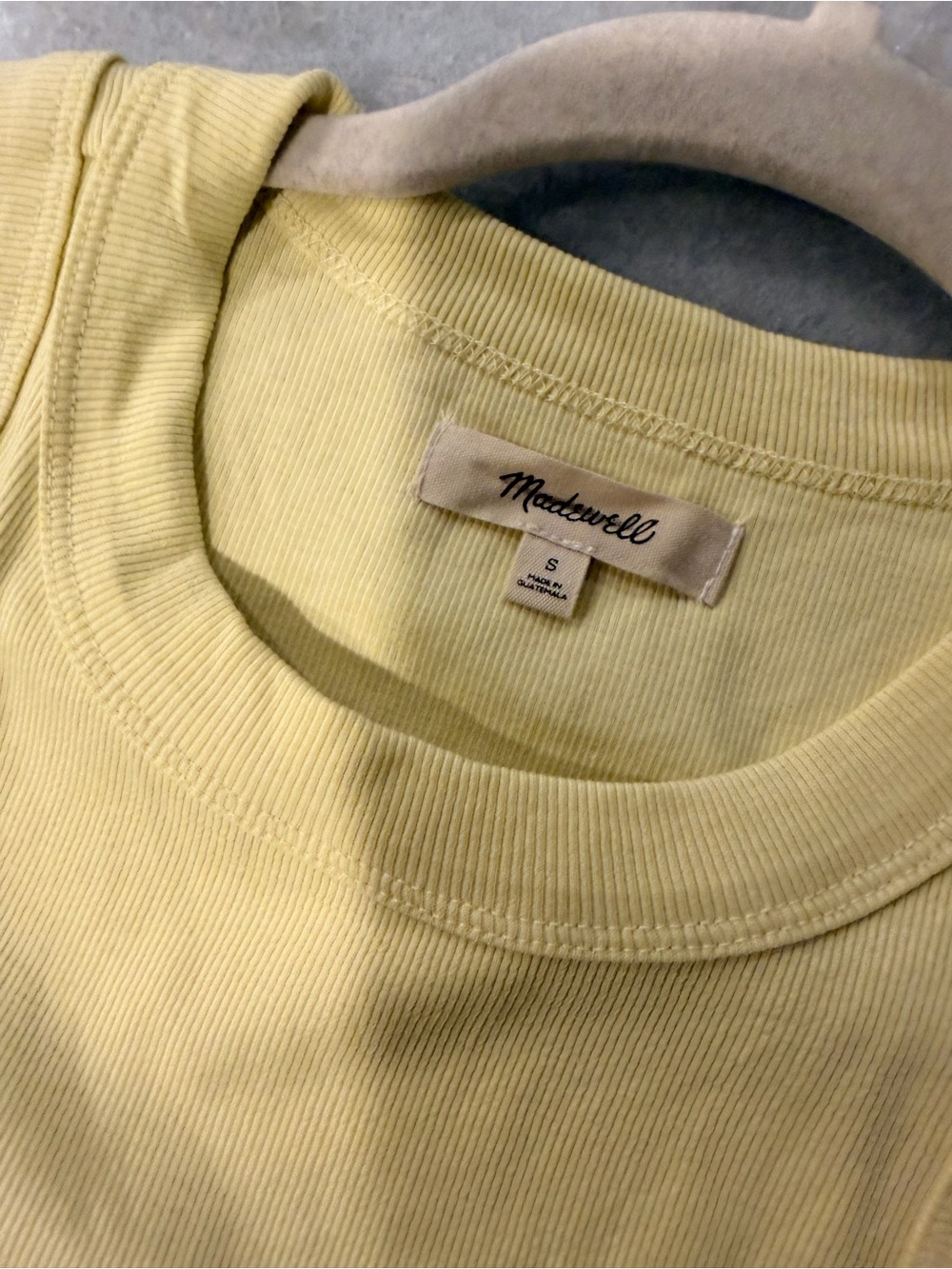 NWOT Madewell Size S Pale Yellow Ribbed Supima Cotton Racerback Tank Top - Picture 8 of 9